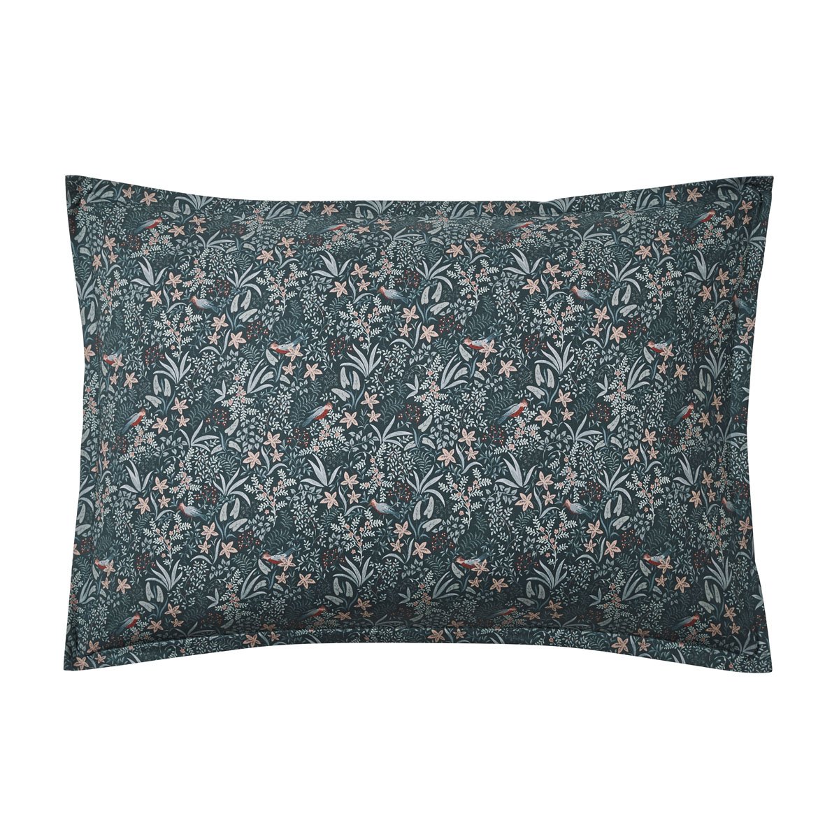 Taie d'oreiller imprimée en percale de coton, ODE NOCTURNE vert, ESSIX