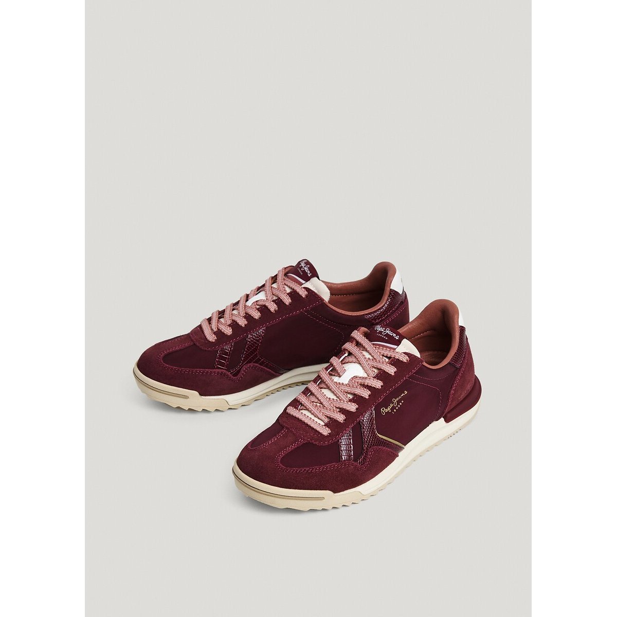 Baskets mix matières MARVIN MUSE bordeaux, PEPE JEANS