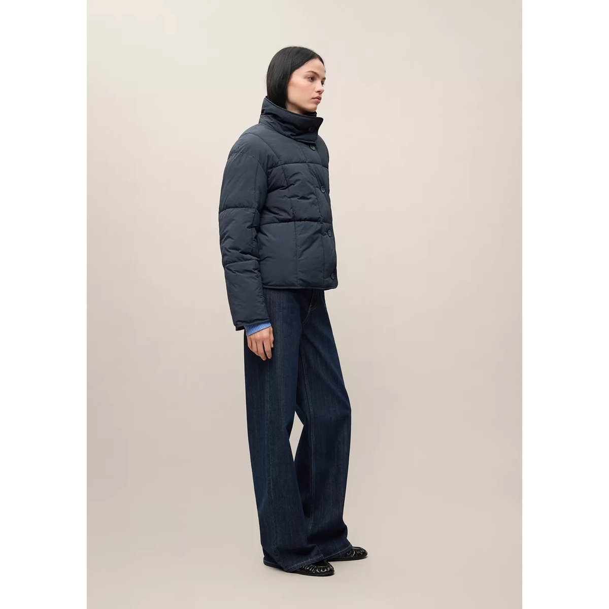 Anorak matelassé boutons bleu marine, MANGO TEEN