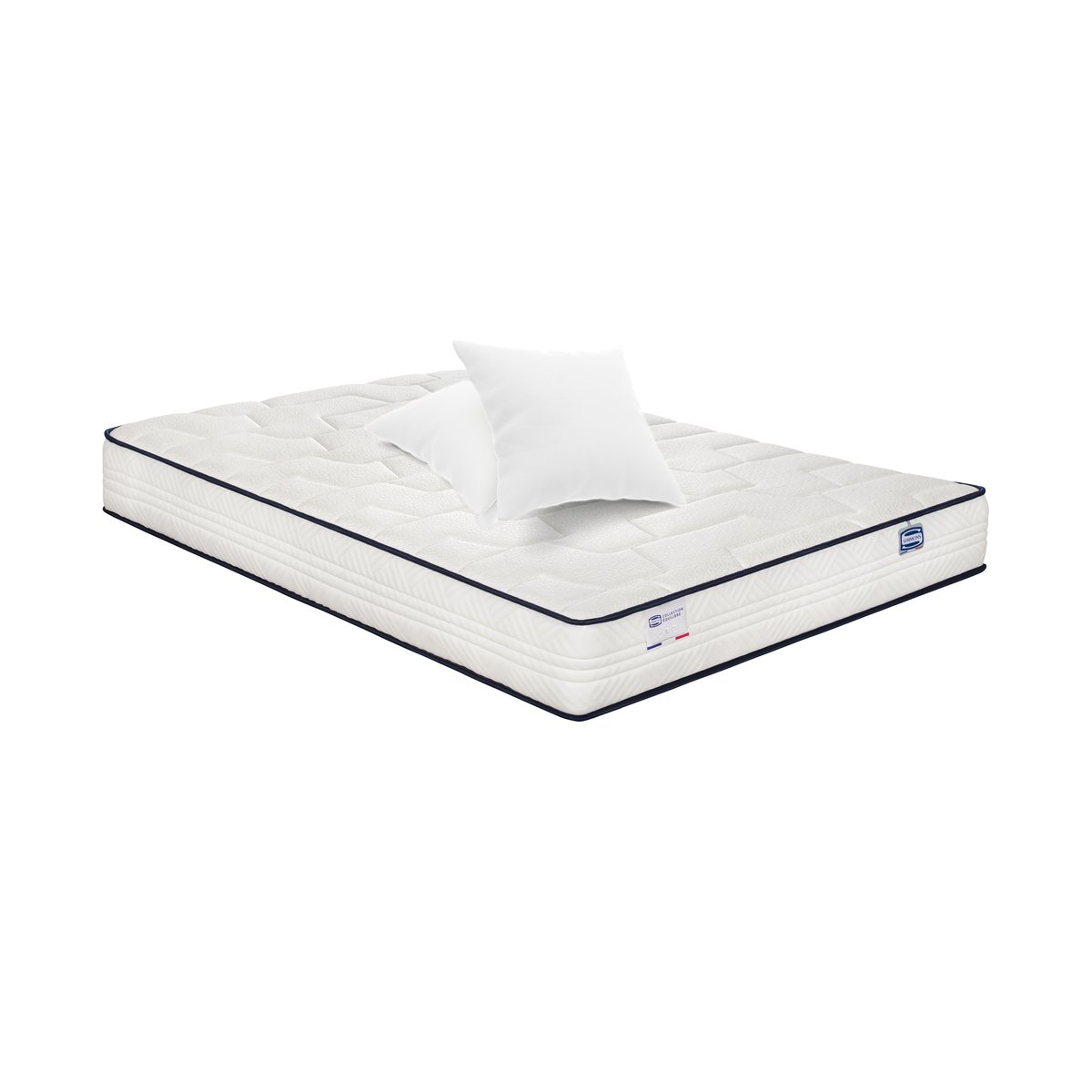 Matelas 140x190 ressorts ensachés, extra ferme H24 + 2 oreillers - INTEMPOREL blanc, SIMMONS