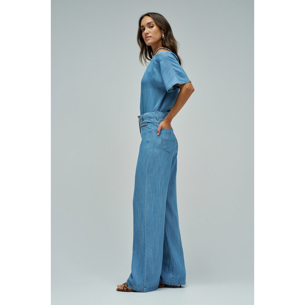 PANTALONS EN LIGHTDENIM AVEC JAMBE WIDE bleu turquoise, SALSA JEANS