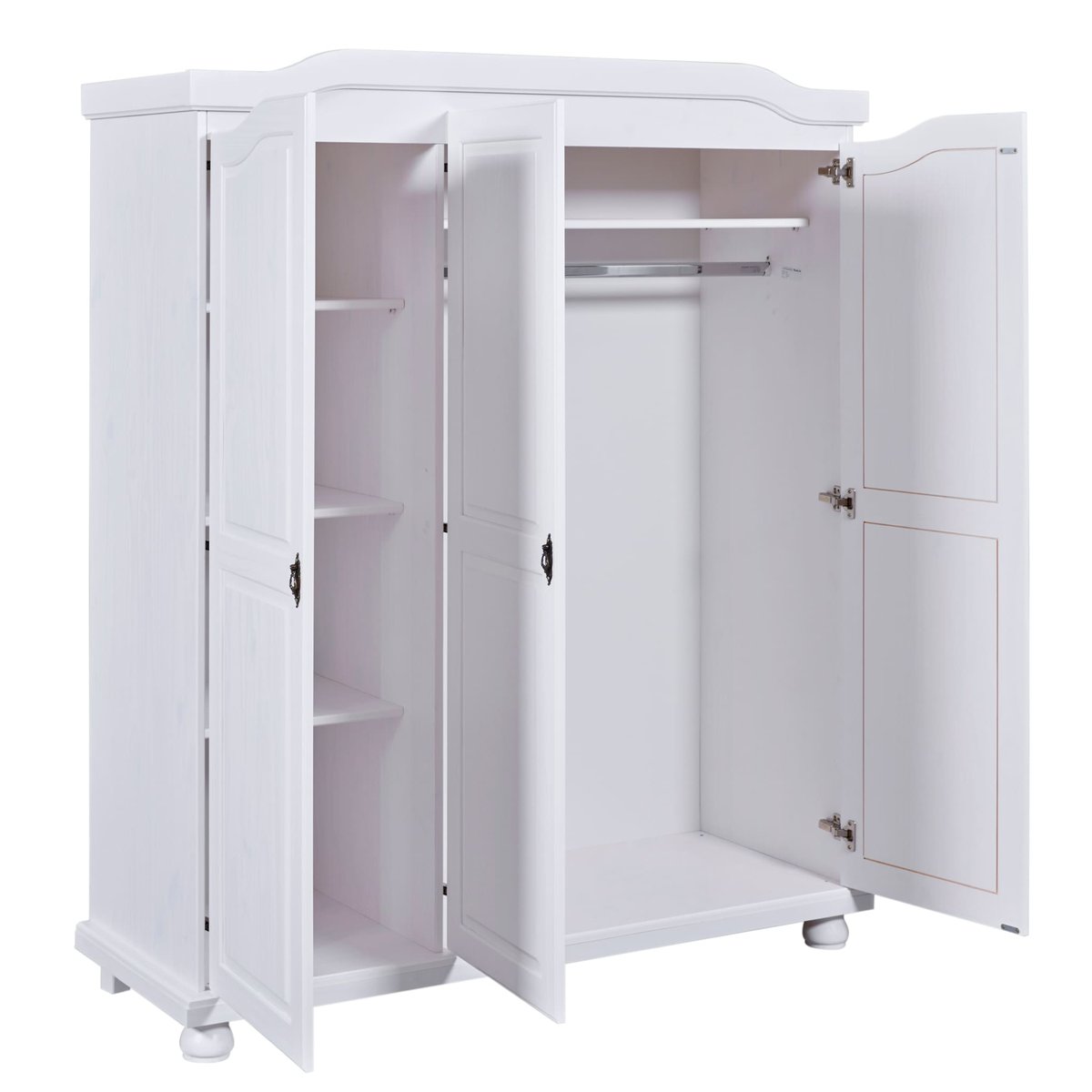 Armoire en bois massif 3 portes blanc, TERRE DE NUIT