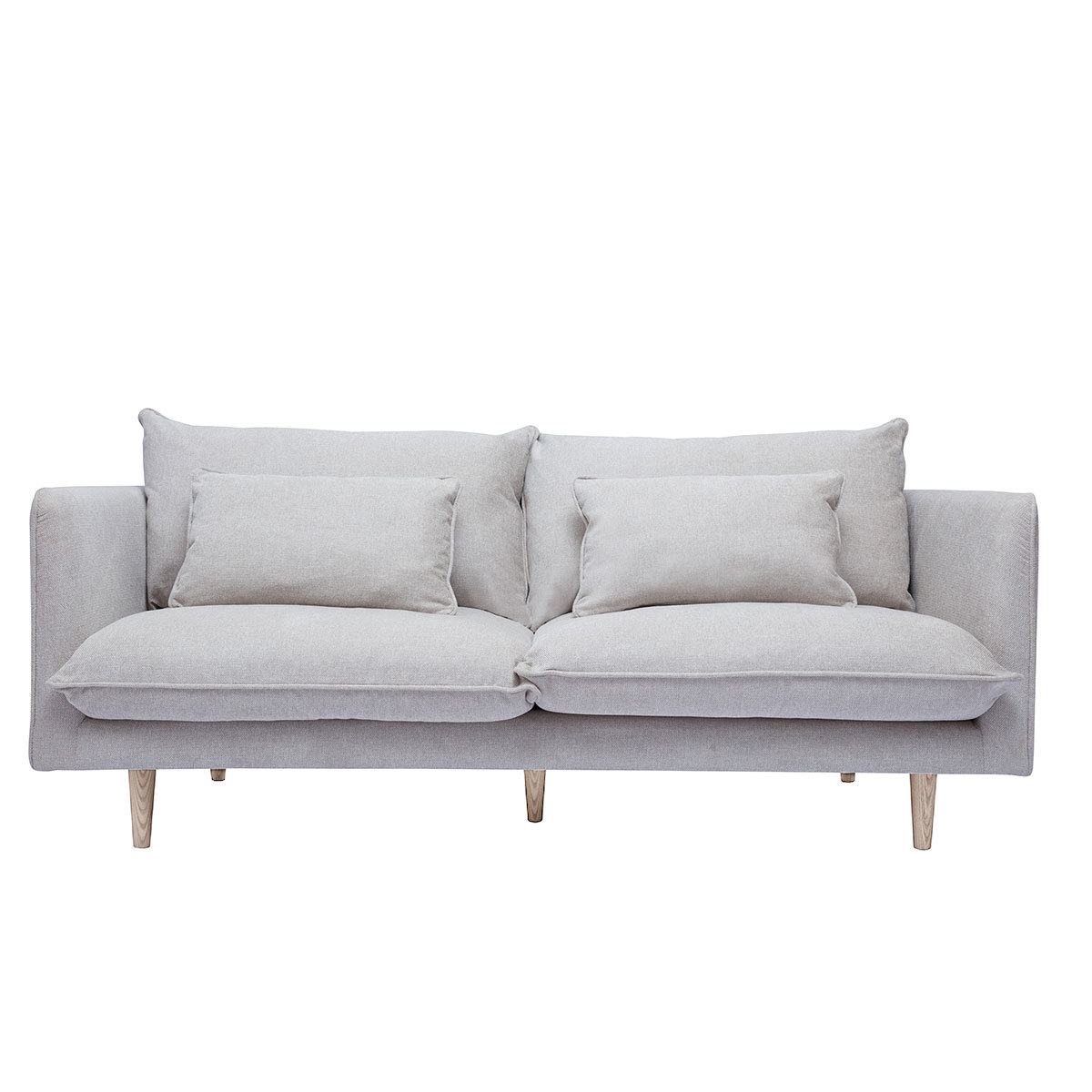 Canapé scandinave 3 places en tissu effet velours texturé beige et bois clair CLAYTON beige, MILIBOO