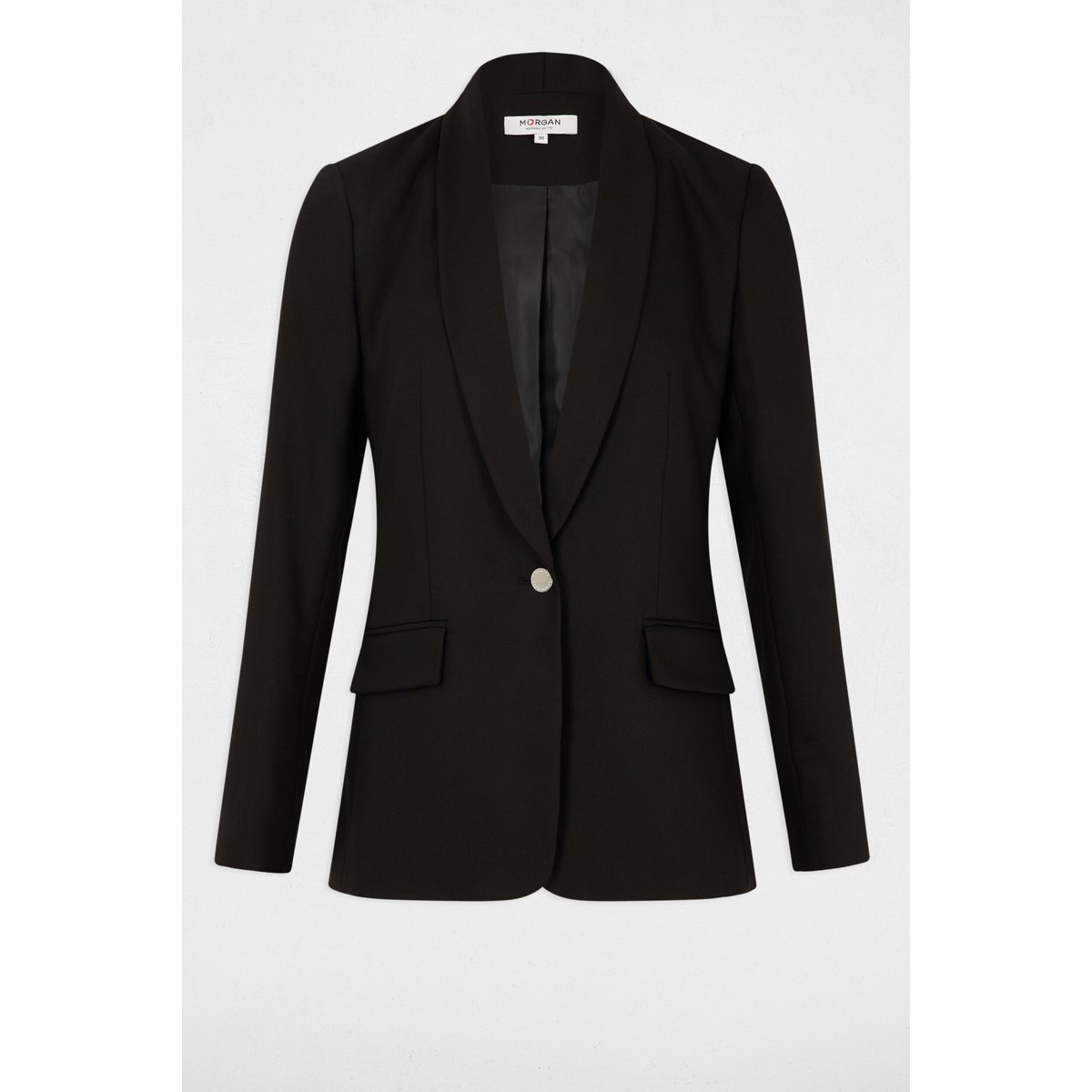Veste courte col châle noir, MORGAN