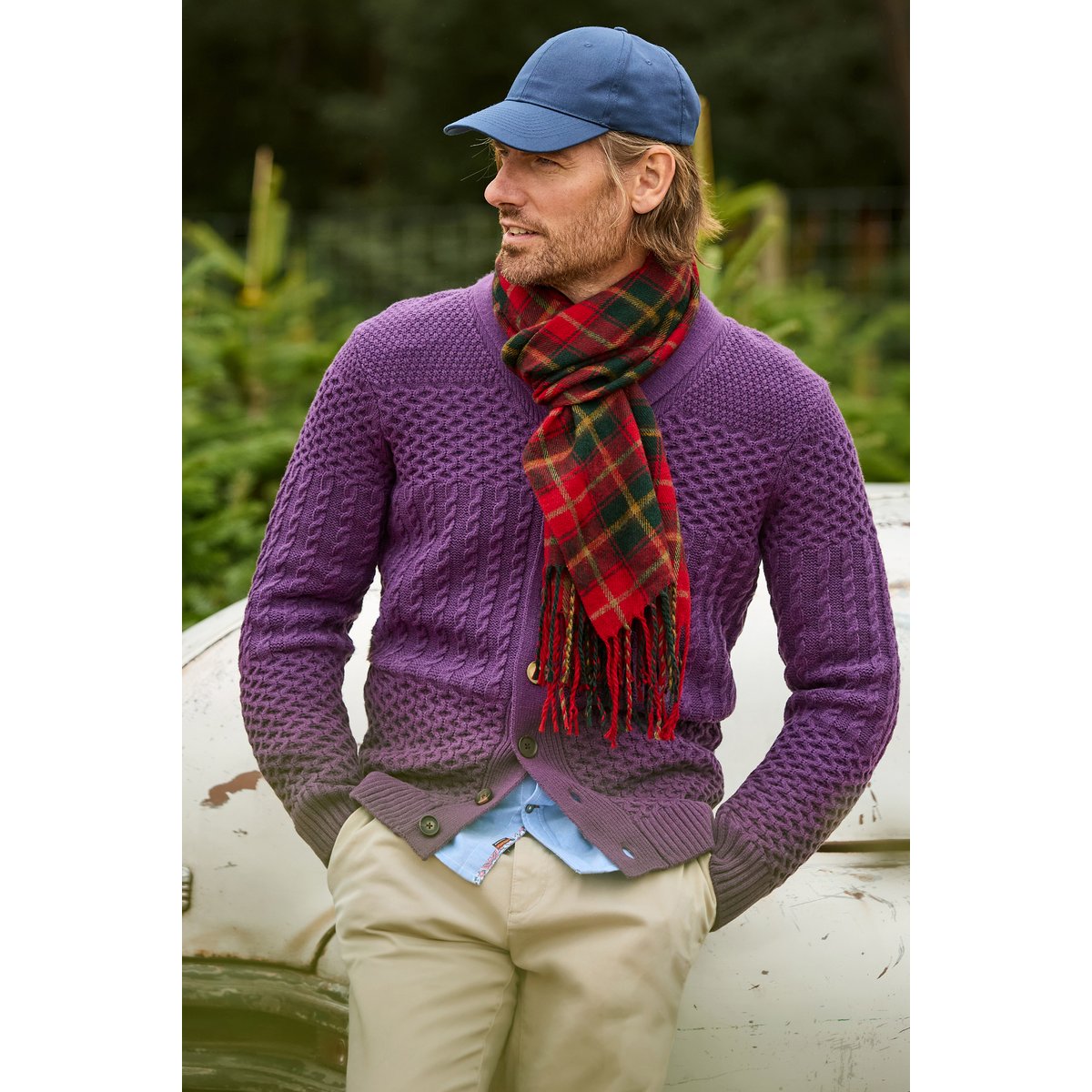 Cardigan en Maille Torsadée Mixte violet, JOE BROWNS