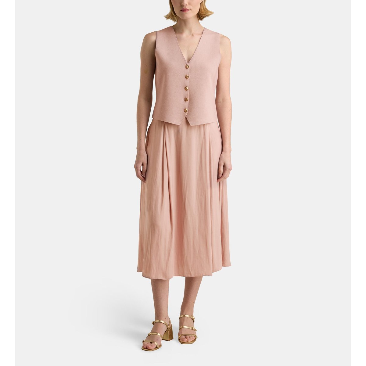 Gilet sans manches alfred mi maille rose terracotta, GALERIES LAFAYETTE