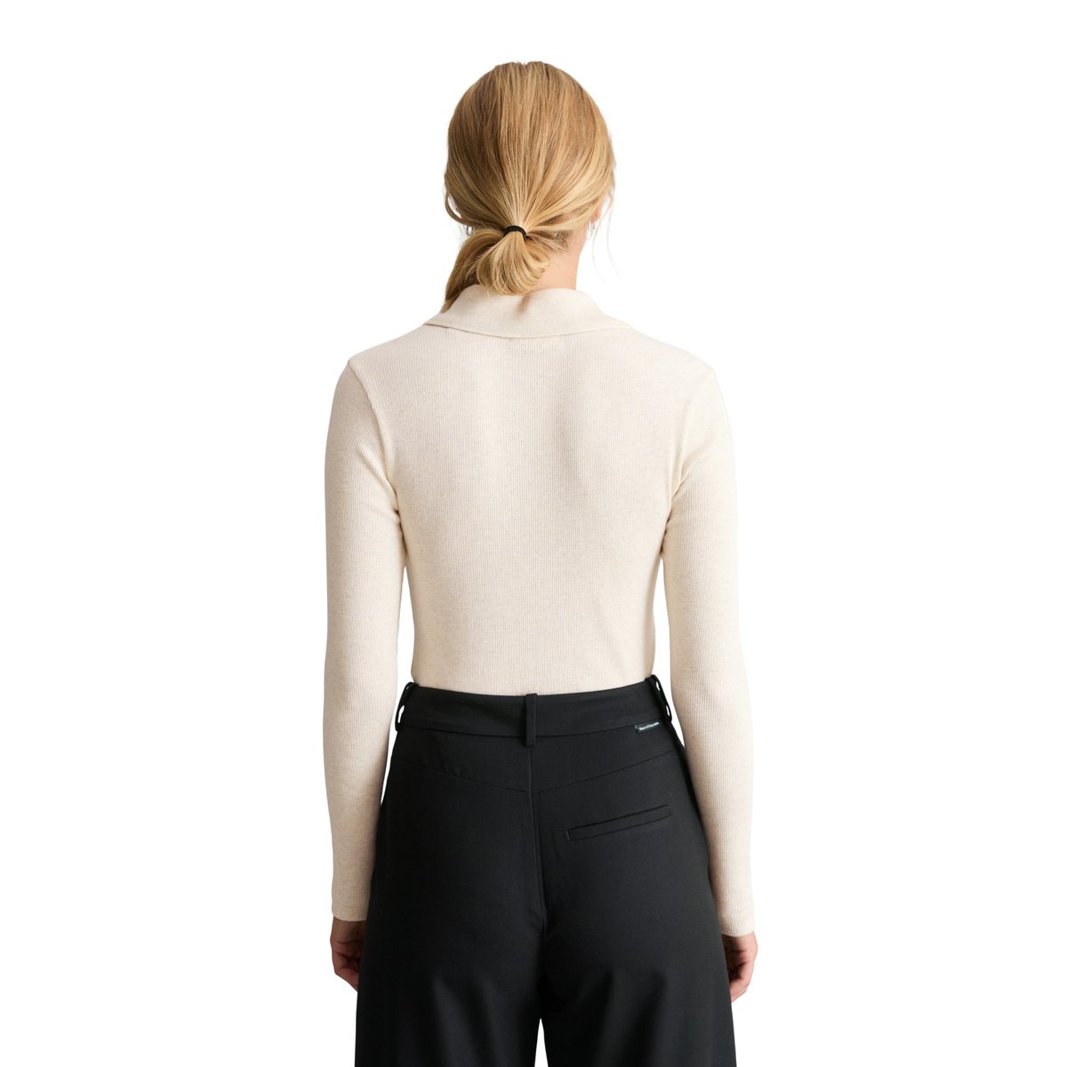 Chemisier slim en jersey en jersey côtelé doux blanc, MARC O’POLO DENIM