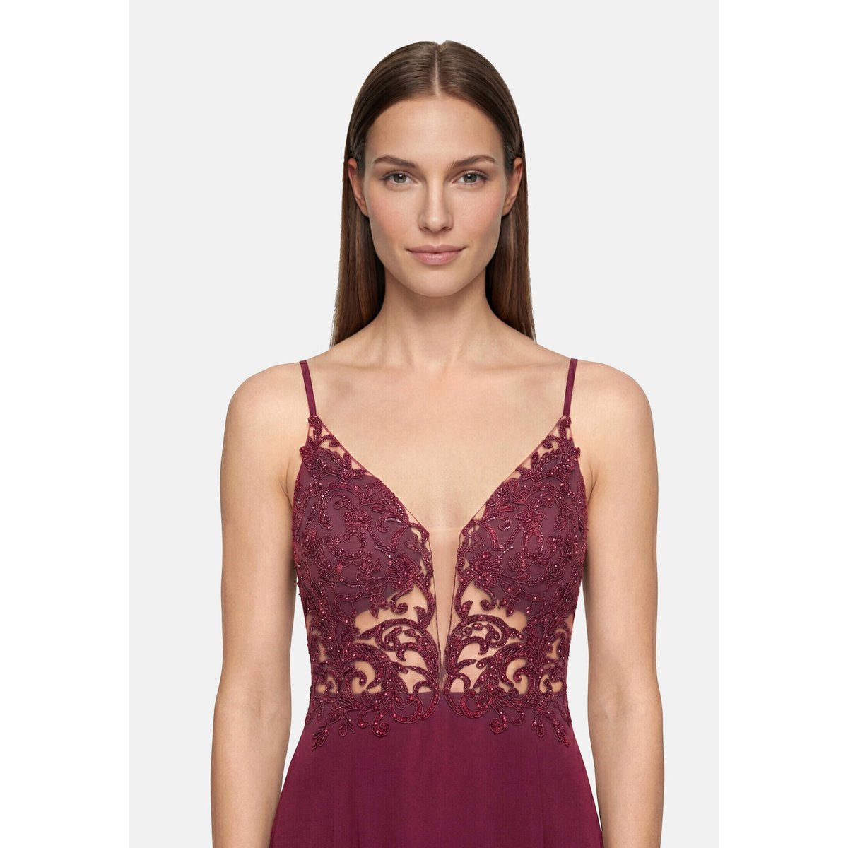 Robe de soirée à broderies prune wine, VERA MONT