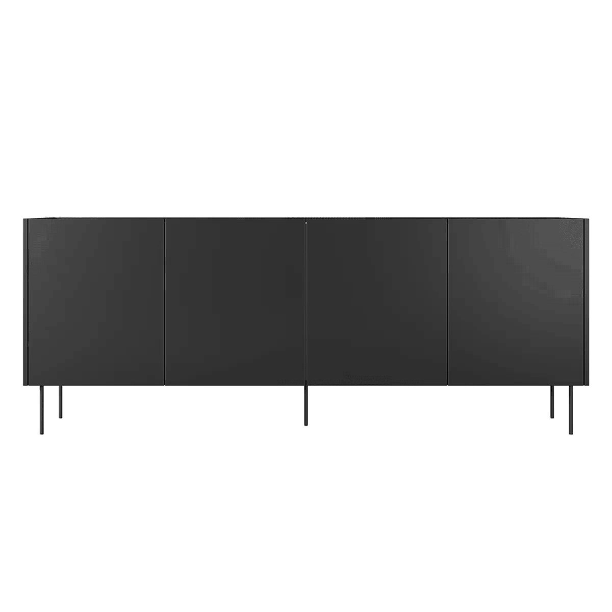 Buffet bas en panneaux de particules 4 portes 220 cm, ATLAS noir, BOBOCHIC