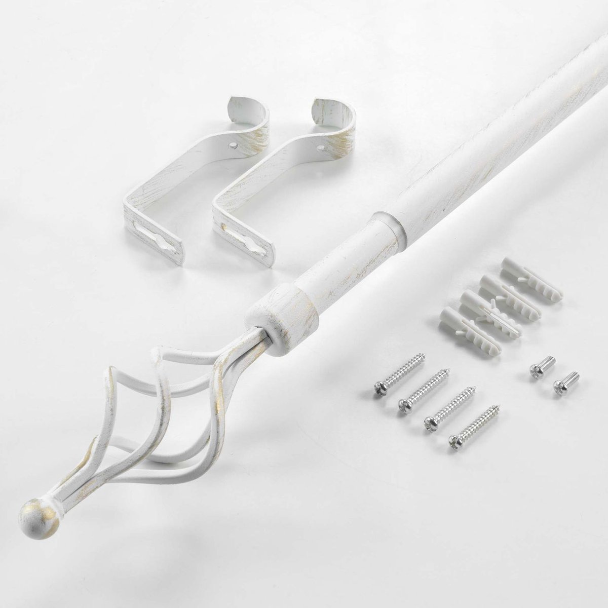 Kit de tringle à rideaux extensible TWISTY blanc, TOILINUX