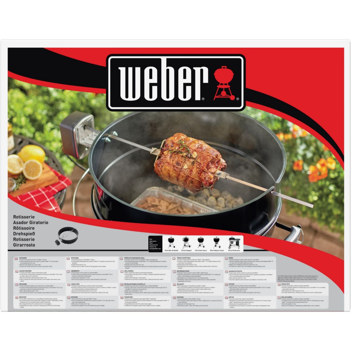 Tourne broche barbecue pour BBQ charbon 57cm noir, WEBER