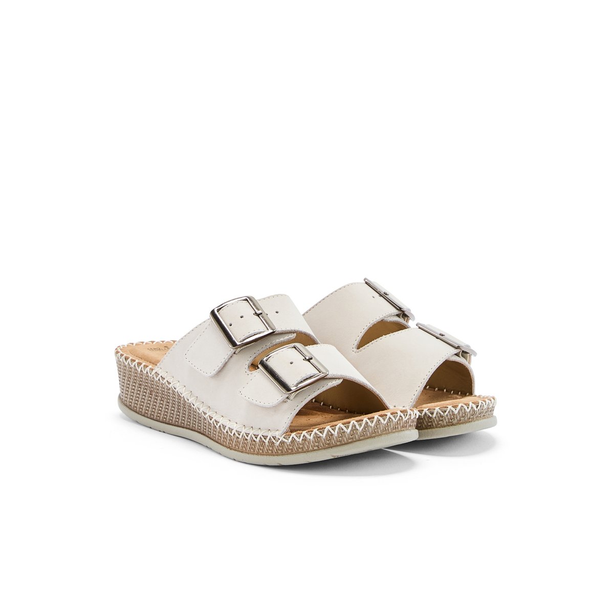 Mules ouverture totale par scratchs beige, PEDICONFORT