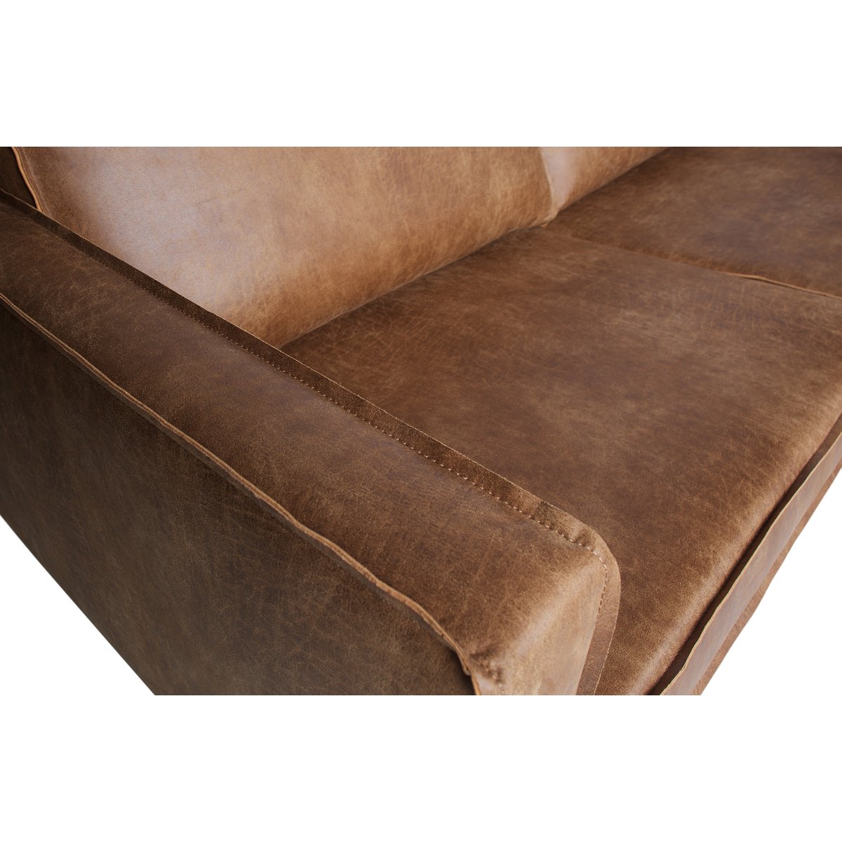 Canapé d'angle droit en similicuir BATAVIER cognac, WOOOD