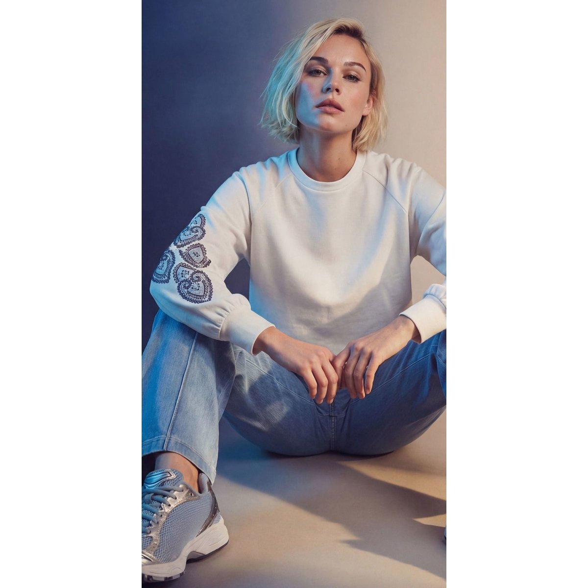 Sweat-shirt à impression patch creamblue, ZERO
