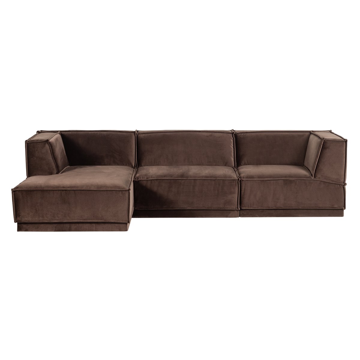 Canapé d'angle gauche en chenille MANU marron, WOOOD