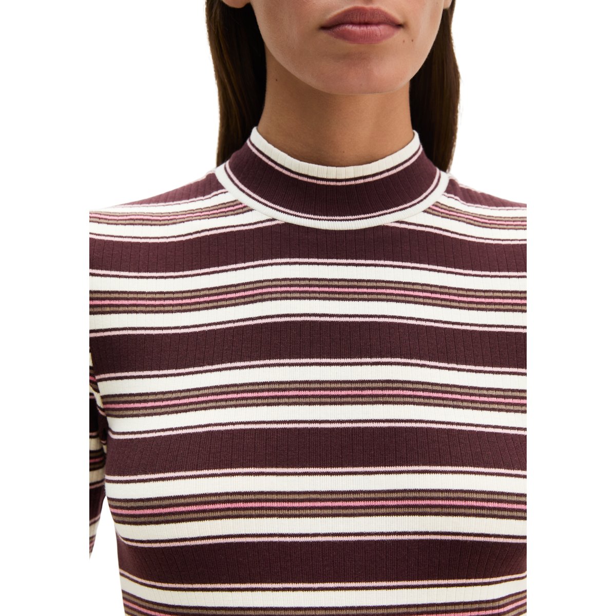 T-shirt côtelé en milleraies slim en jersey stretch doux en coton modal rouge, MARC O'POLO