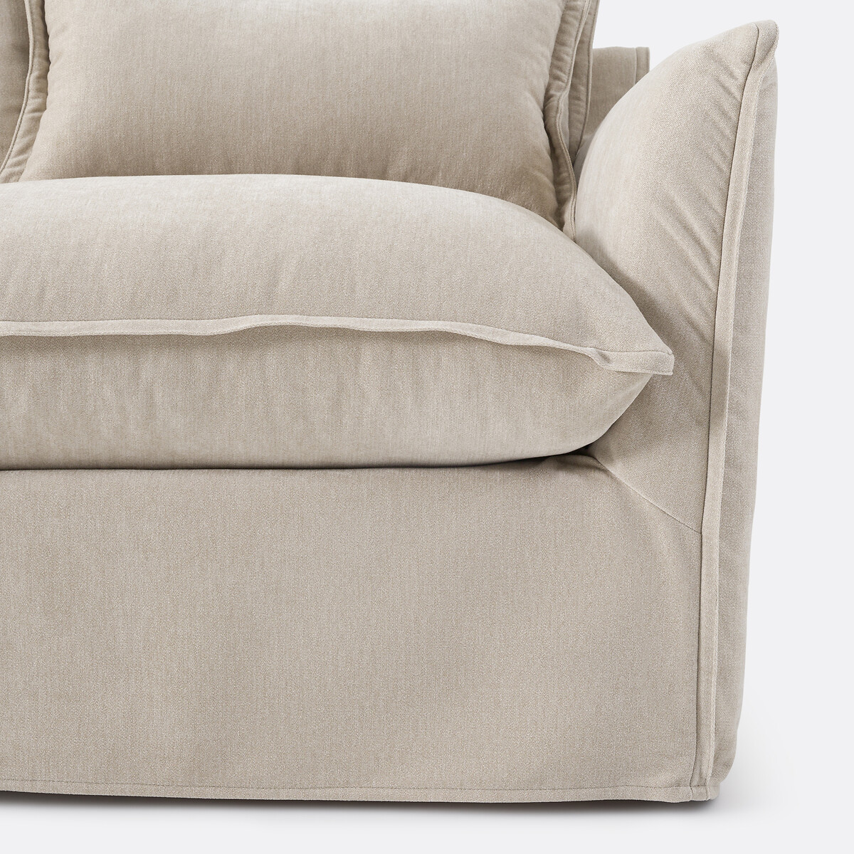 Canapé d'angle gauche, déhoussable, 4 places, en polyester chiné, ODNA beige, LA REDOUTE INTERIEURS