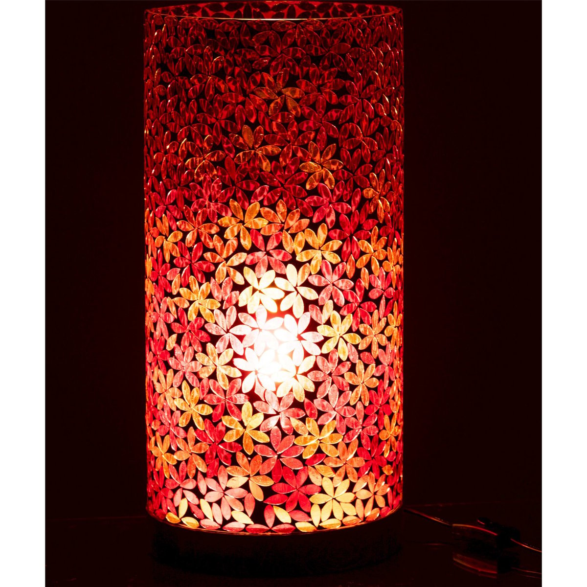 Lampe en verre mosaïque forme fleur rose mosaïque fleur multicolore, RECOLLECTION