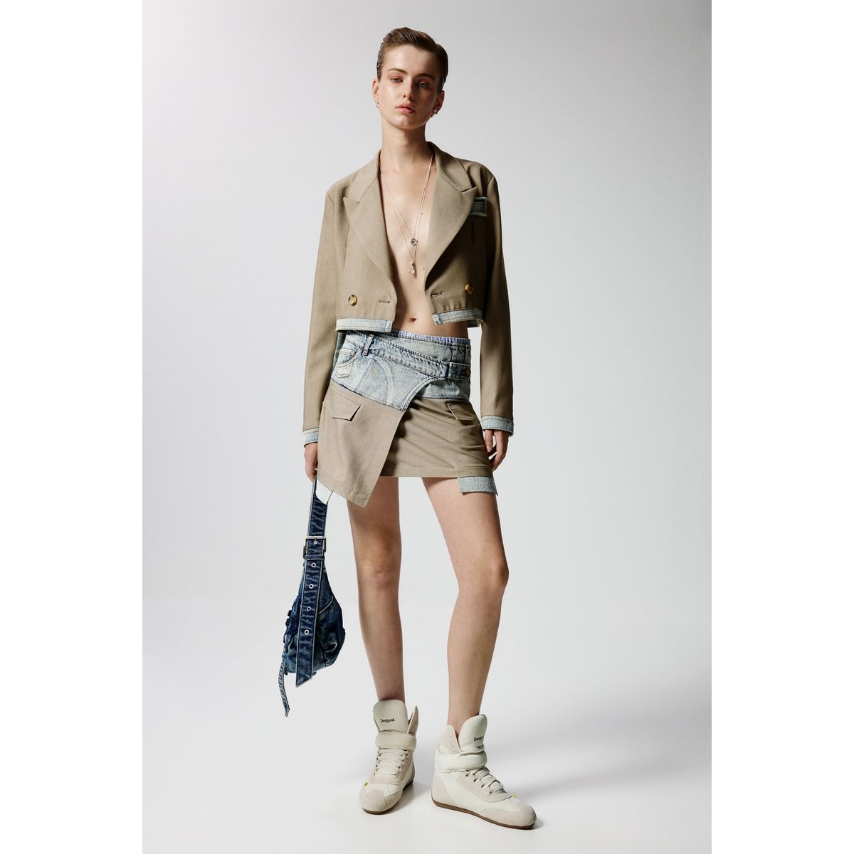 Veste crop bimatière gray, DESIGUAL