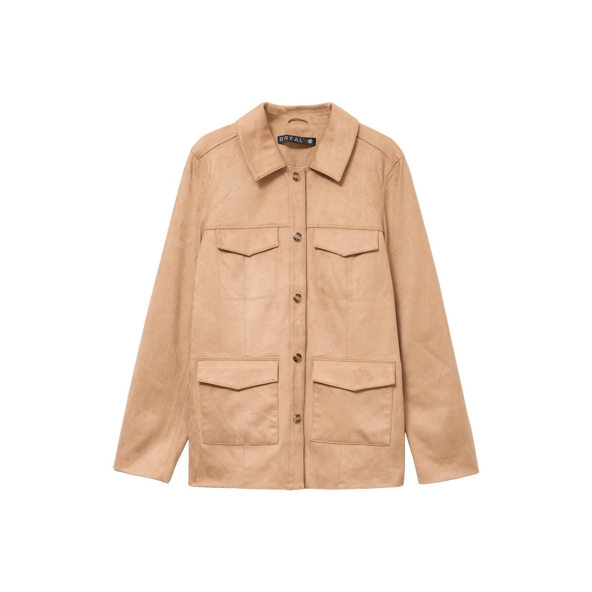 Veste droite longue aspect daim marron clair, BREAL