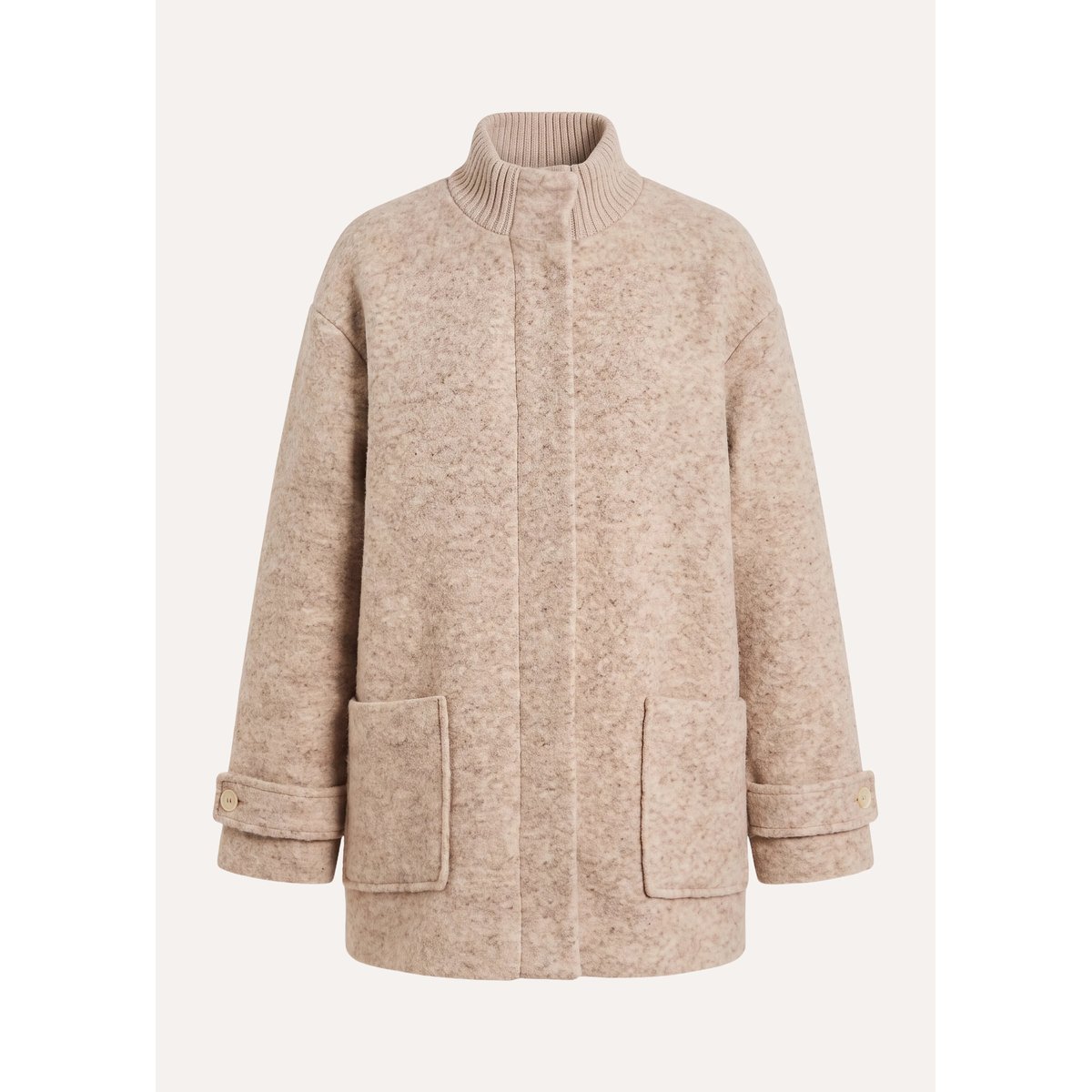 Manteau 3/4 doublé en laine mélangée ecru chine, LA FEE MARABOUTEE