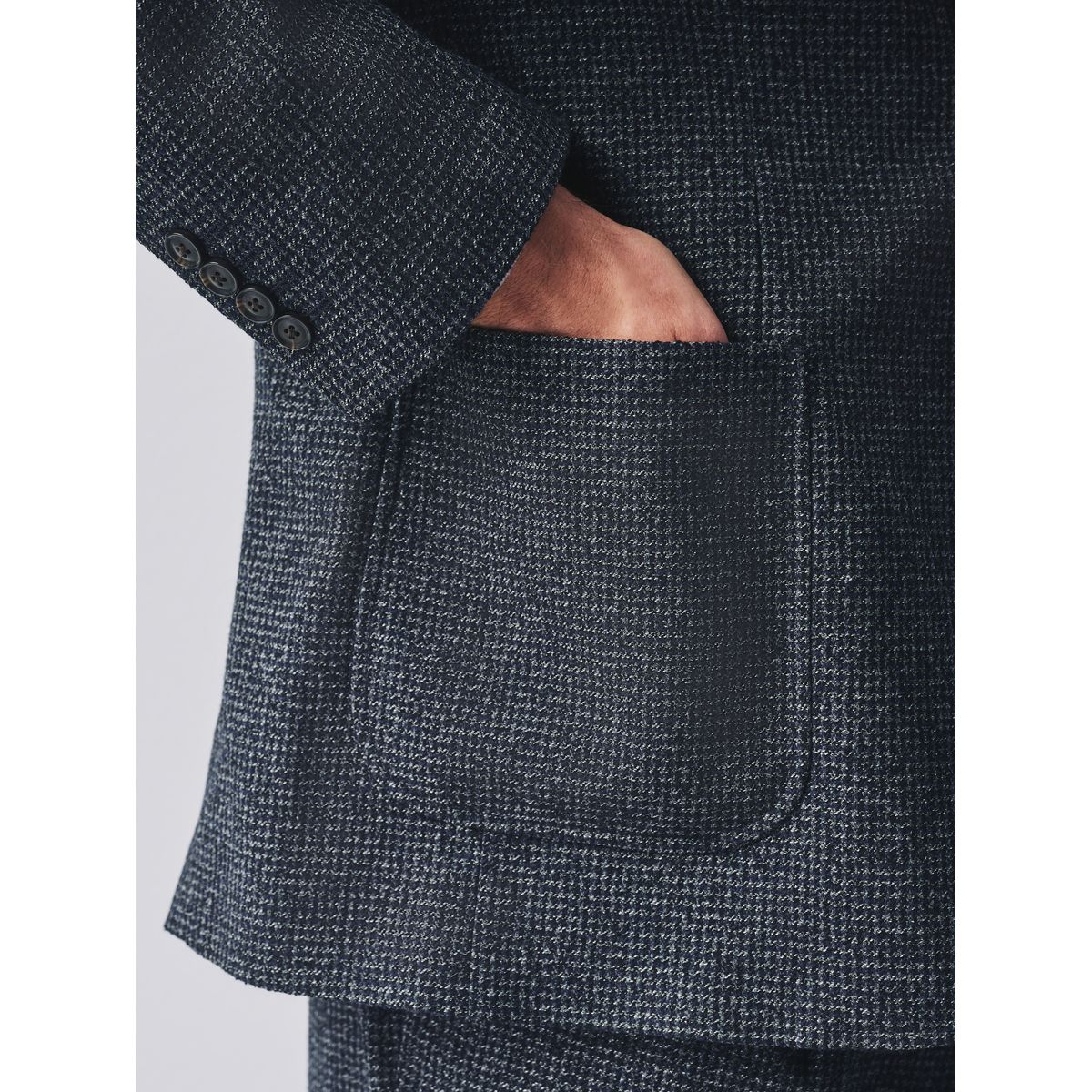 Veste de costume ajustée en tissu bouclé bleu marine, NEXT