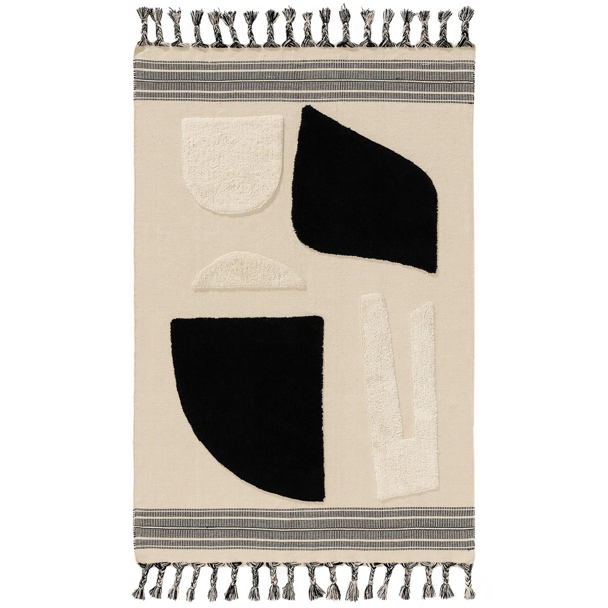Tapis en coton fait main GIBSON noir/blanc, BENUTA 
