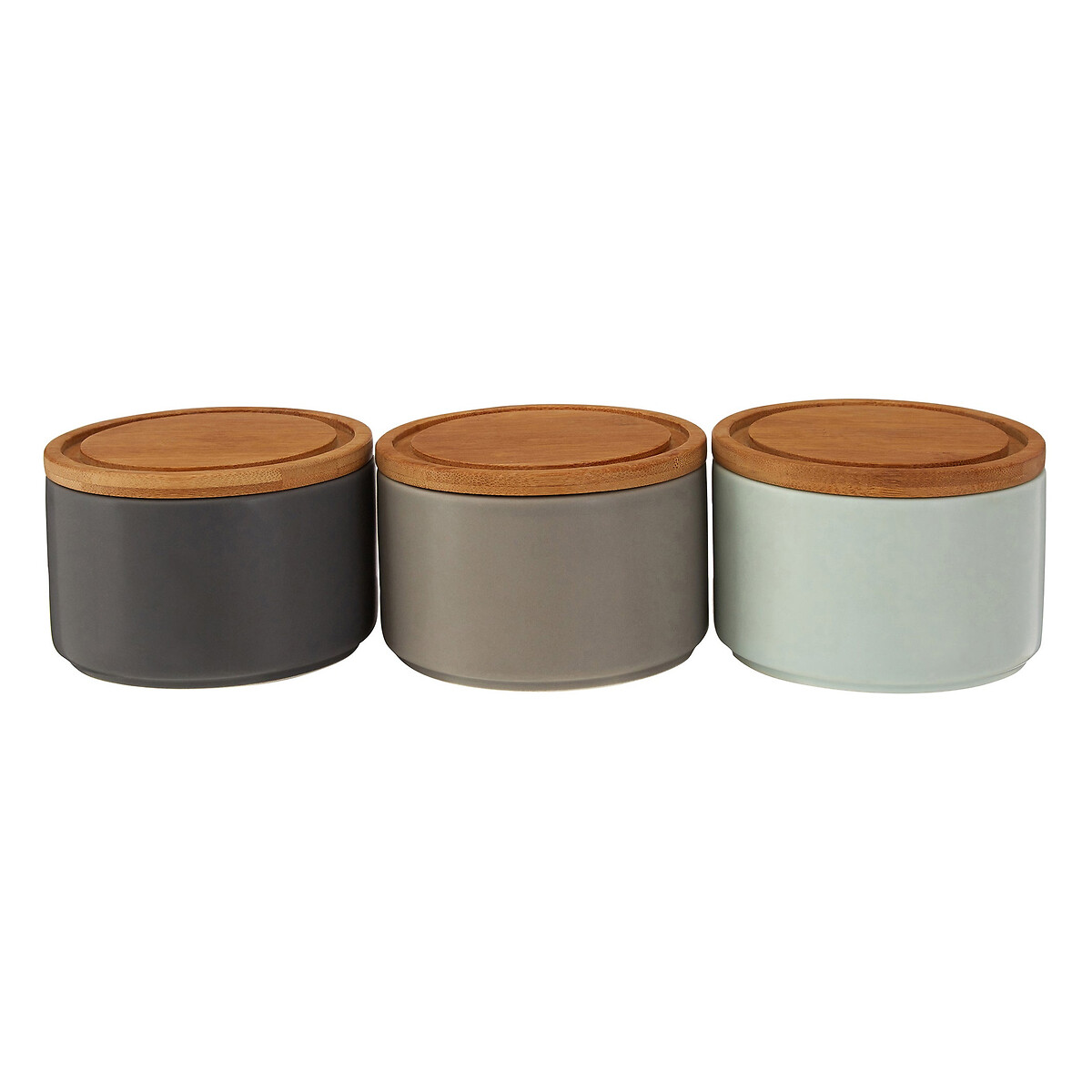 Set of 3 Grey/Blue Stackable Storage Canisters in Dolomite with Bamboo Lid grey, SO'HOME