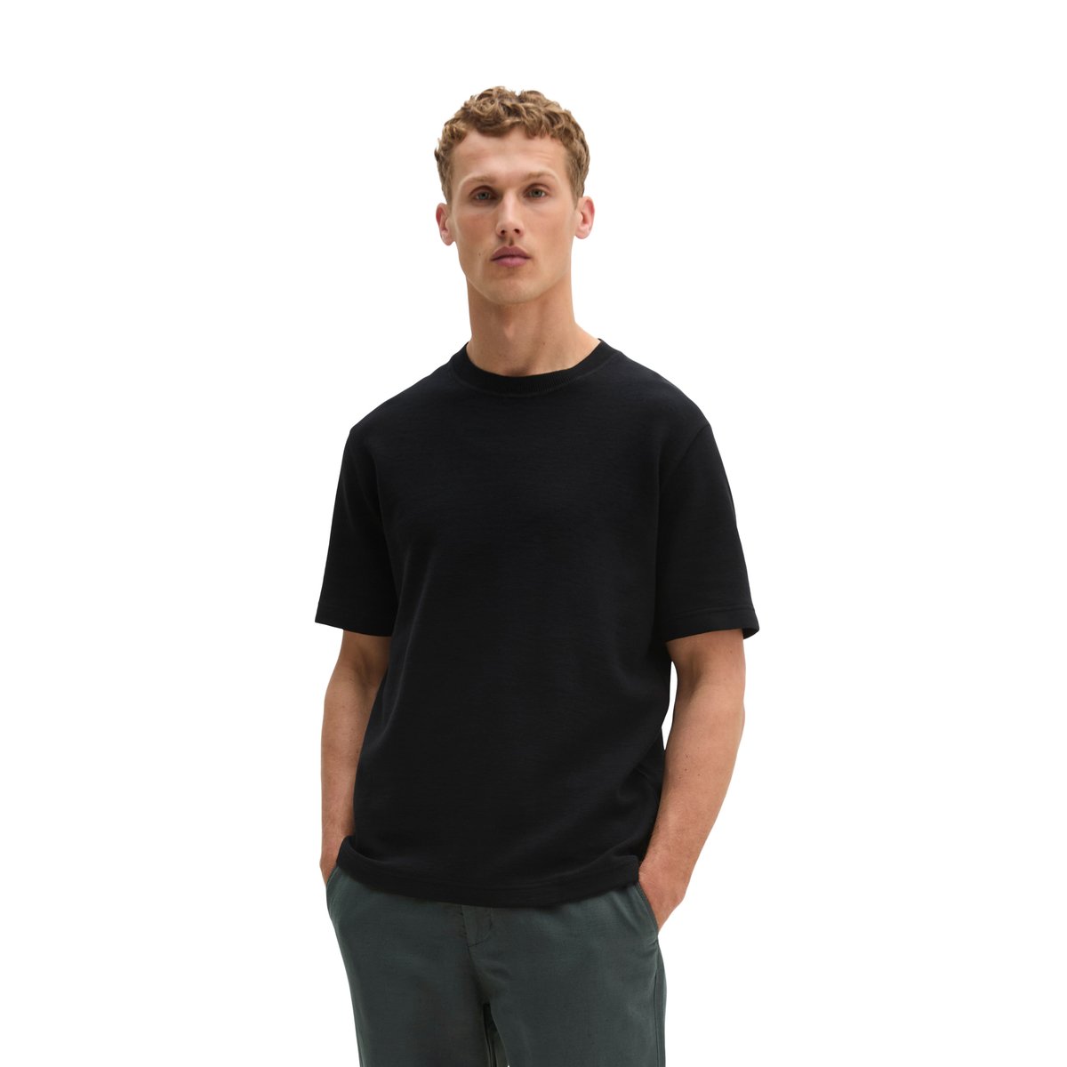 T-shirt ample en jersey de coton bio de poids moyen noir, MARC O'POLO