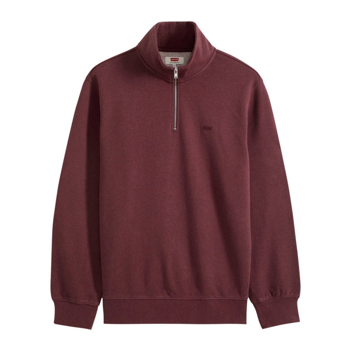 Sweat en coton bordeaux à coupe ajustée pourvu d'un col camionneur zippé rouge foncé, LEVI'S