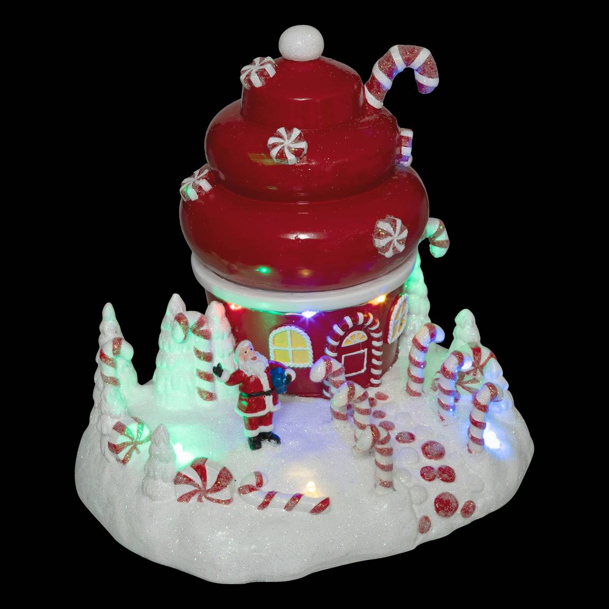 Village lumineux cupcake 7 LED H17,8 cm à mouvement multicolore, FEERIC LIGHTS & CHRISTMAS