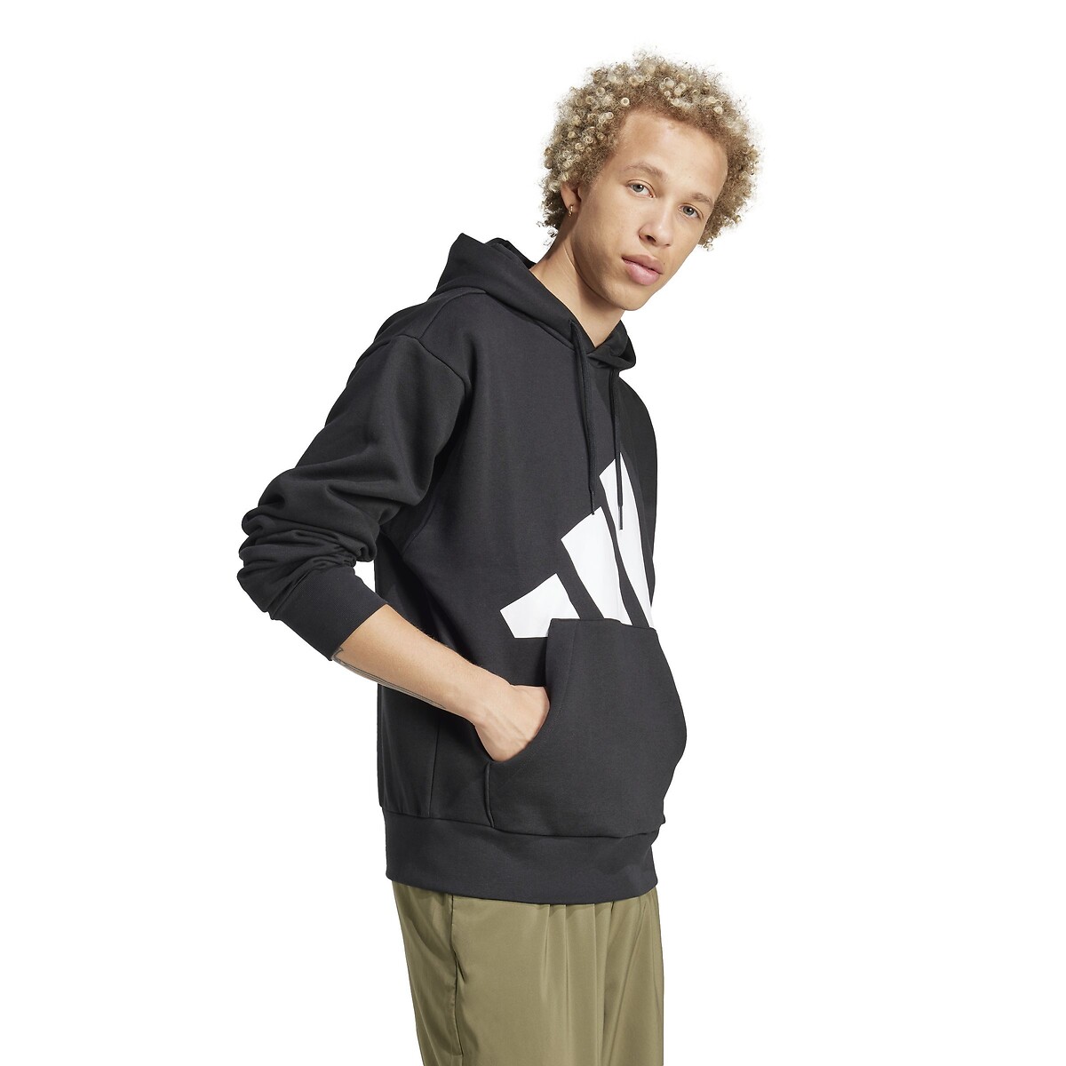 Sweat molleton à capuche Essentiel big logo noir, ADIDAS SPORTSWEAR