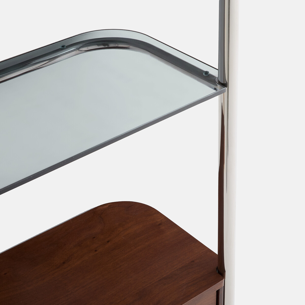 Giorgio chrome-plated steel wall shelf with 1-door cupboard walnut/chrome, LA REDOUTE INTERIEURS