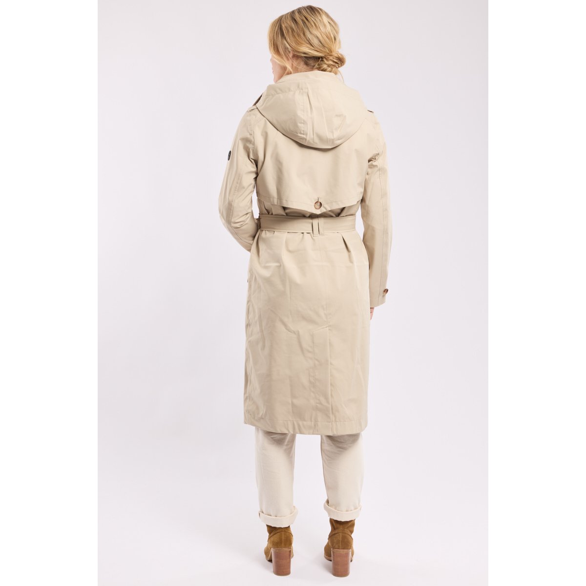 Trench long en polyester recyclé BEAUCE beige, BERMUDES