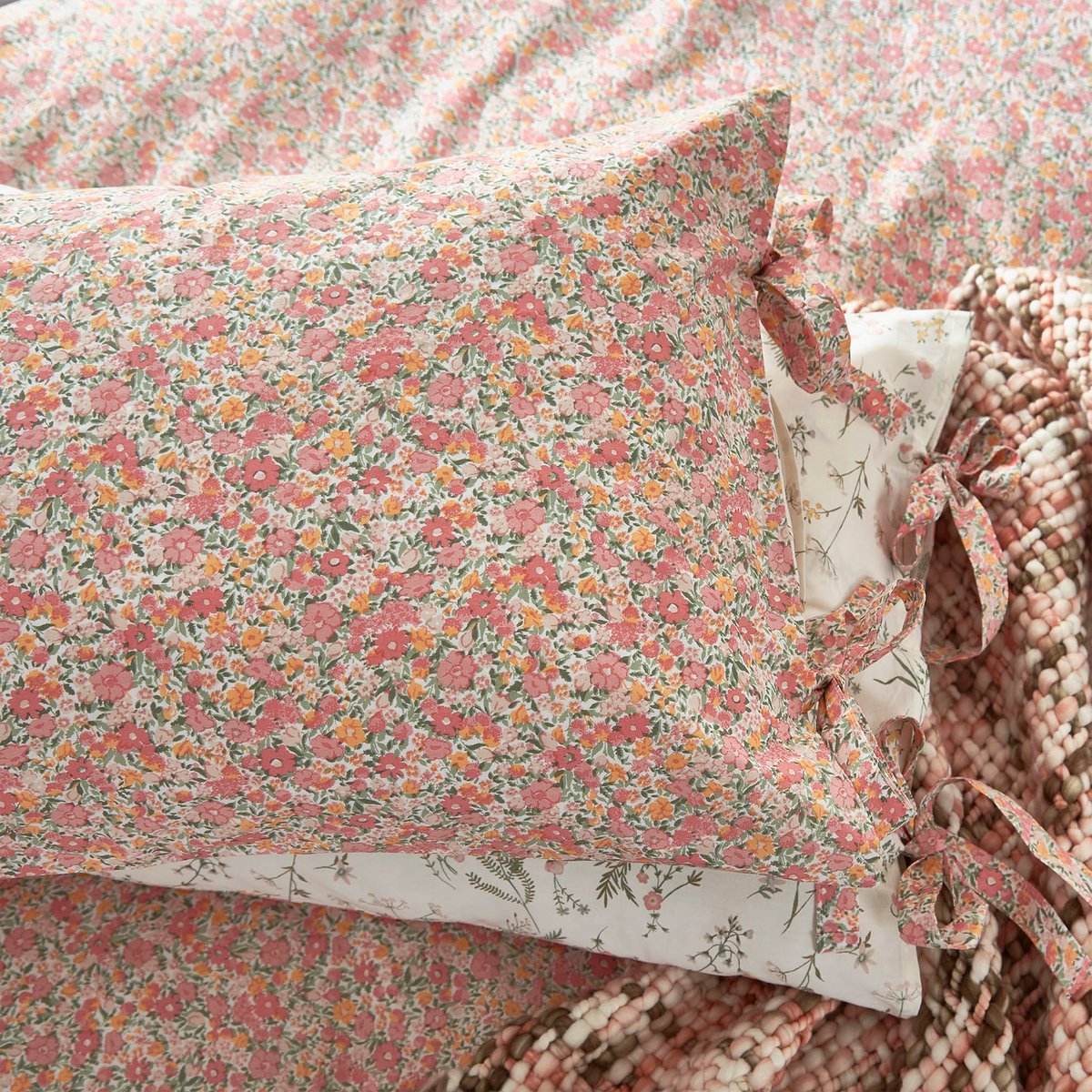 Parure de lit liberty Loveston pour grand lit double rose corail, beige, LAURA ASHLEY