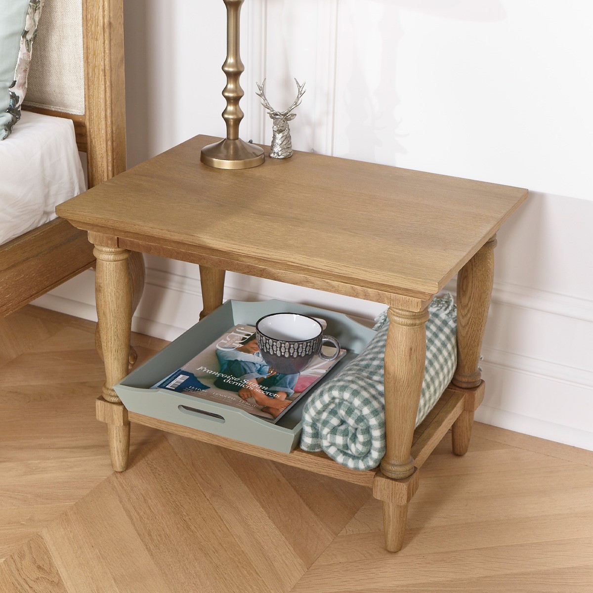 Guéridon style shabby chic en chêne EDINBURGH marron, ROBIN DES BOIS
