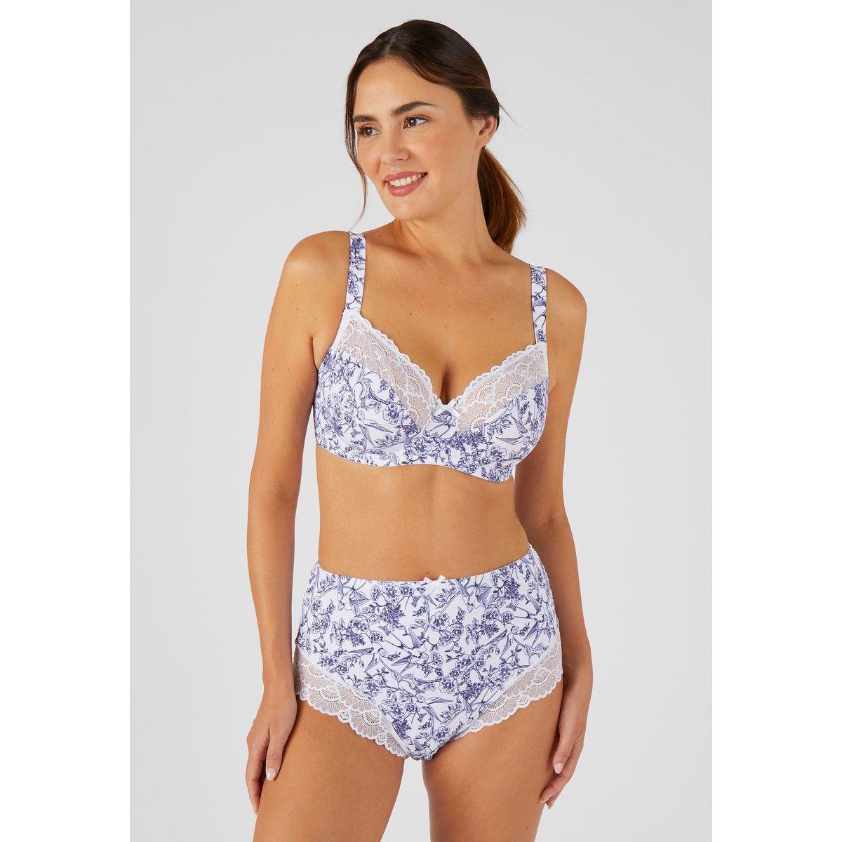 Soutien-gorge à armatures enveloppant bleu impr. oiseaux, DAMART