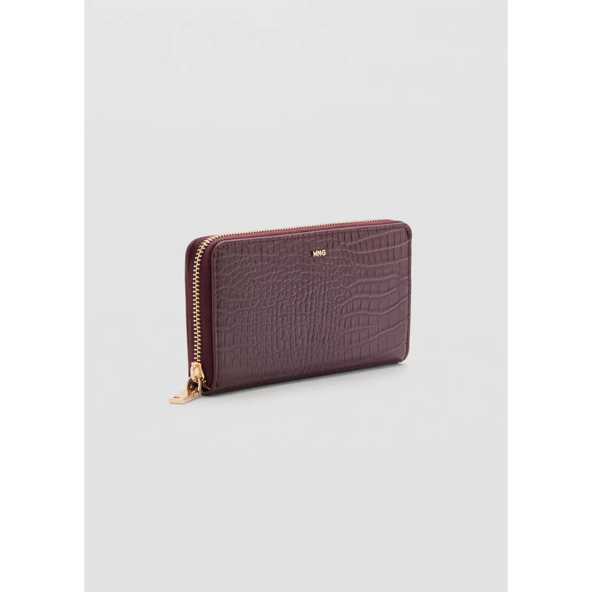Grand portefeuille effet croco brillant bordeaux, MANGO