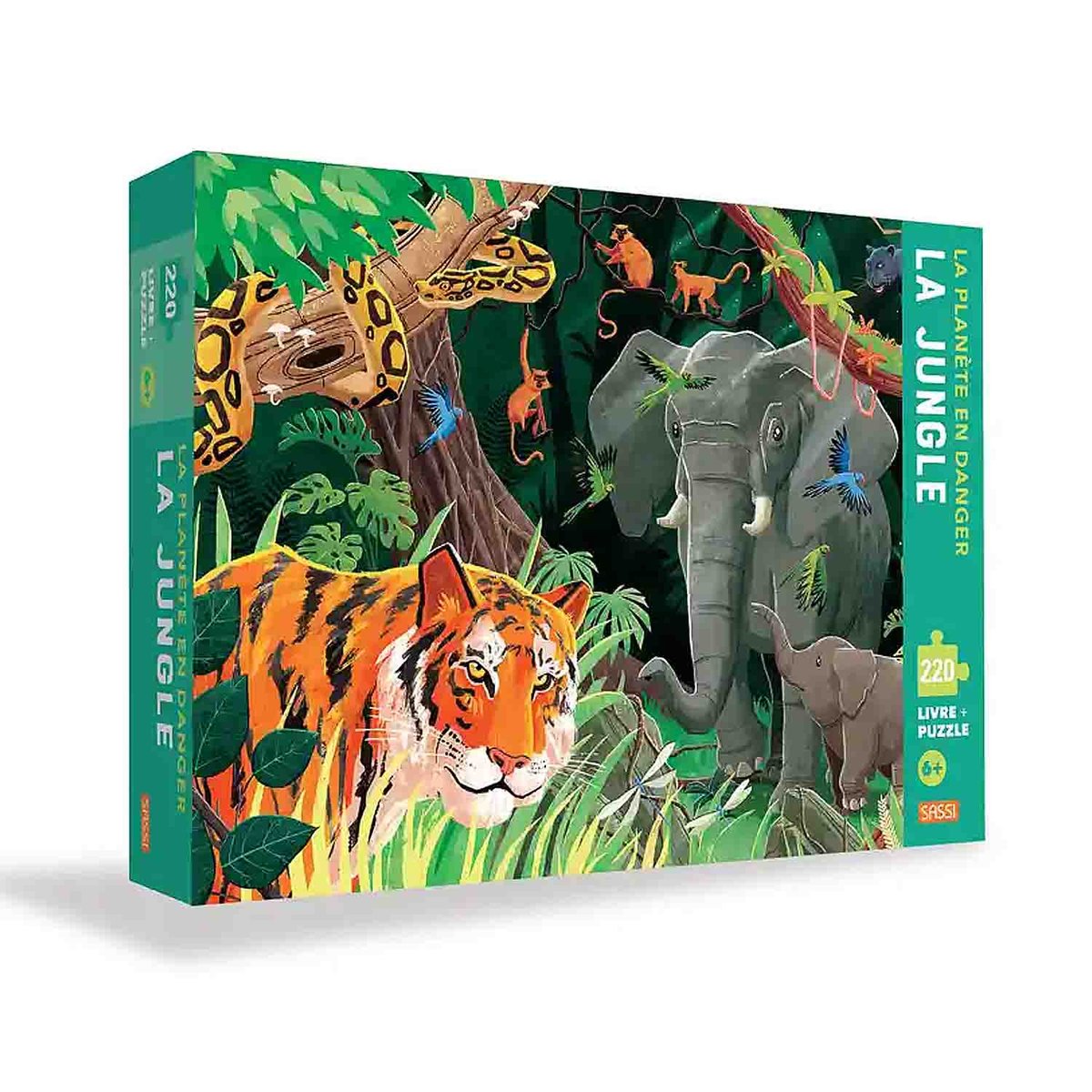 Puzzle & Livre La planète en danger, La jungle orange, SASSI