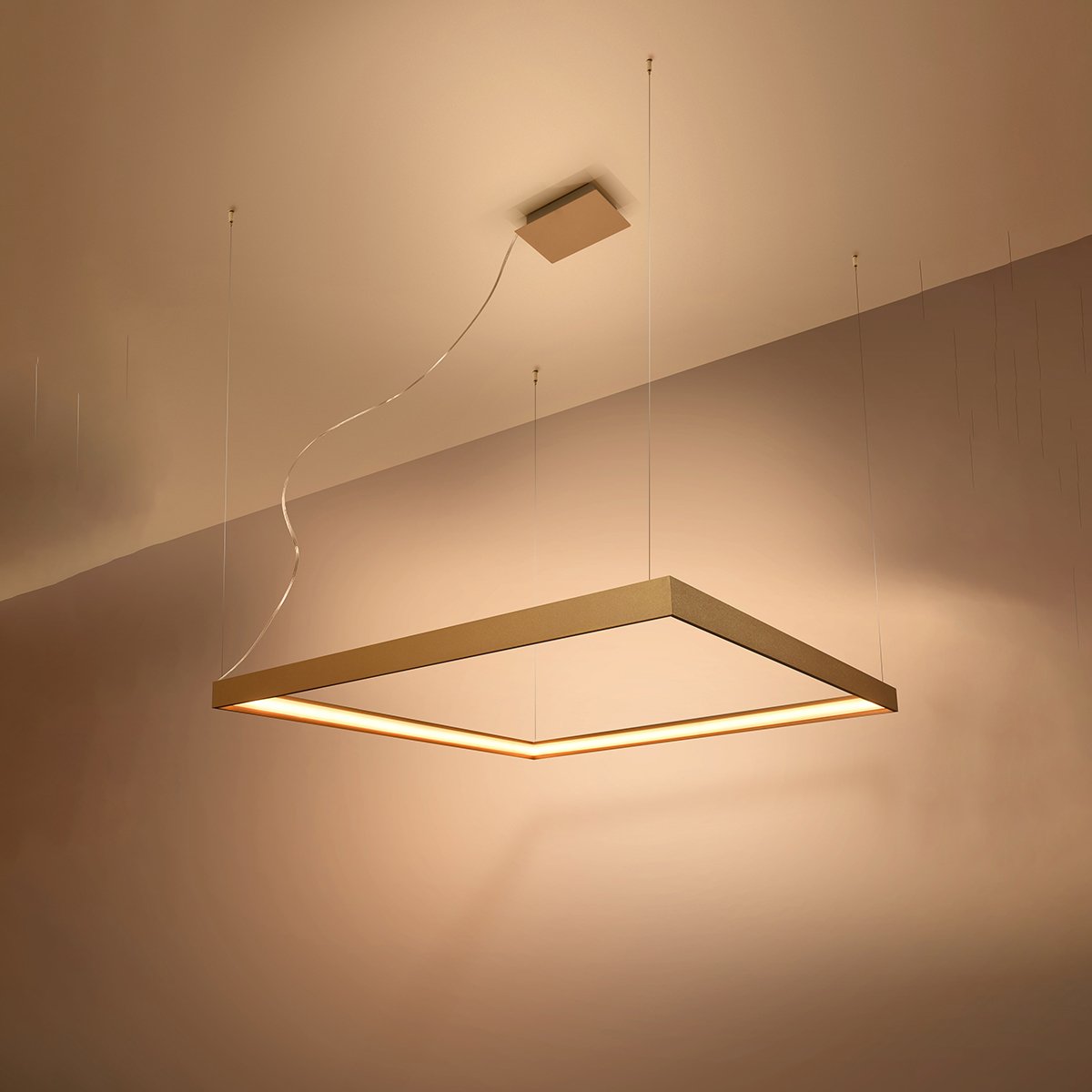 Lustre Aluminium Doré LED 1 Nelya doré, EDEN