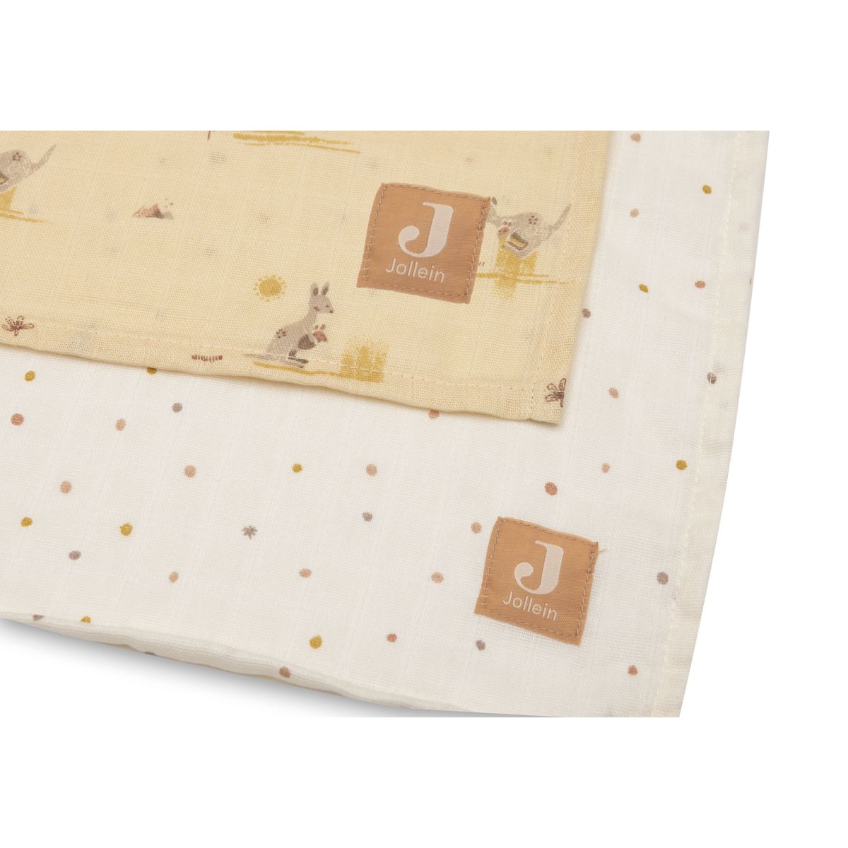 Lot de 2 langes gaze de coton jaune kangaroots, JOLLEIN