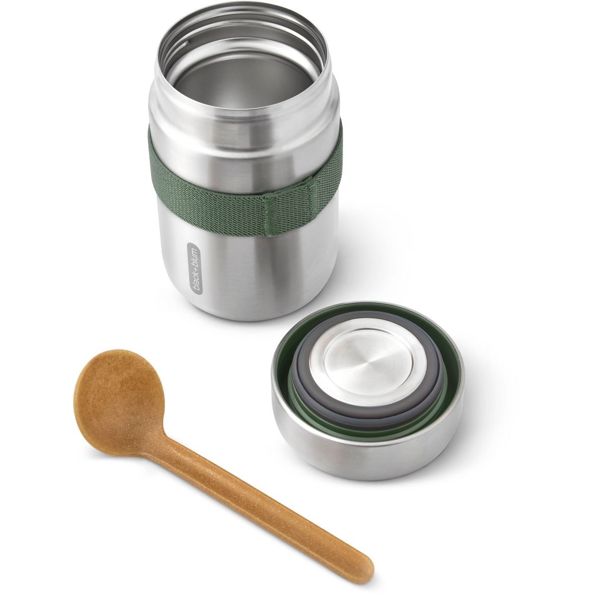 Food flask stainless steel new olive 400 ml couleur unique, BLACK + BLUM