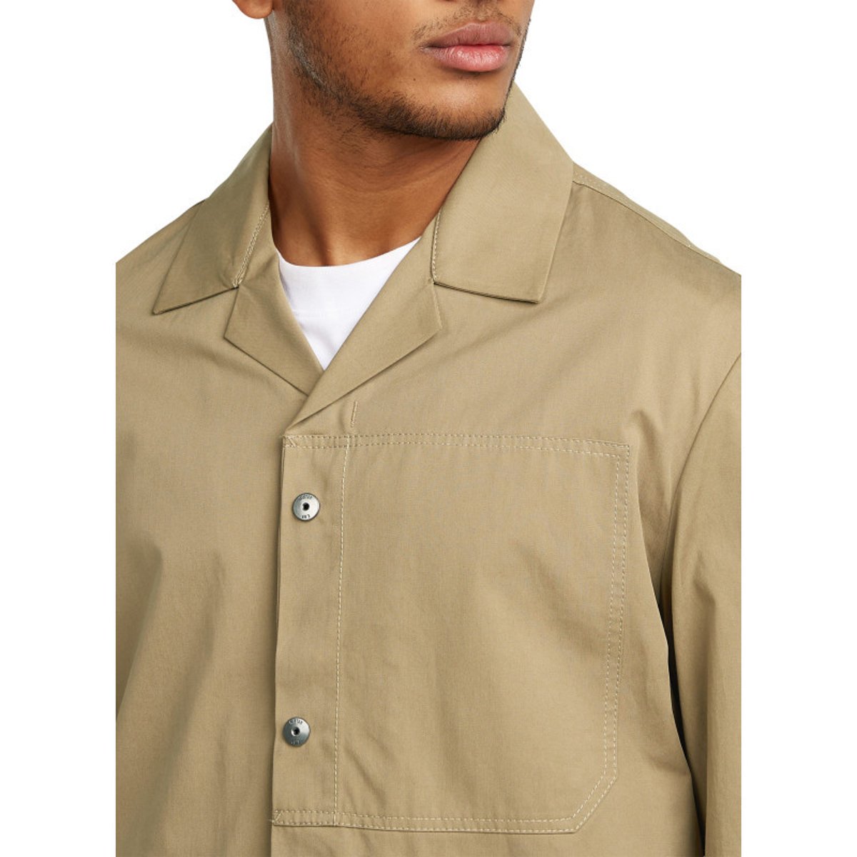 Veste en coton beige unie avec une coupe droite et un col à revers cranté beige, G-Star RAW