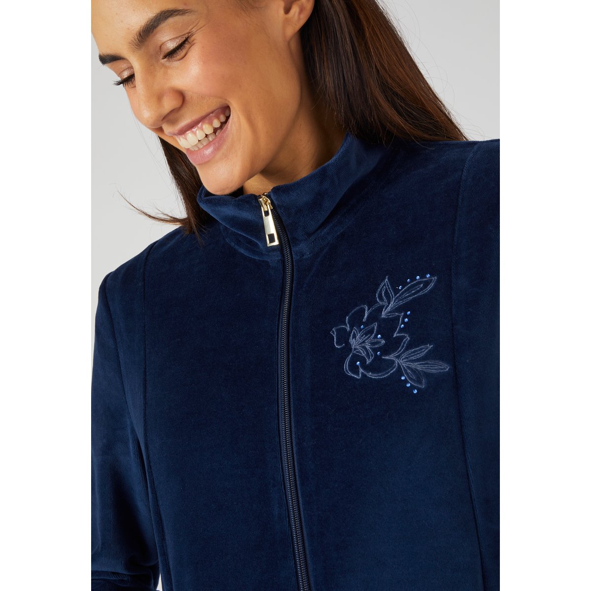 Ensemble de détente en maille velours bleu marine, DAMART