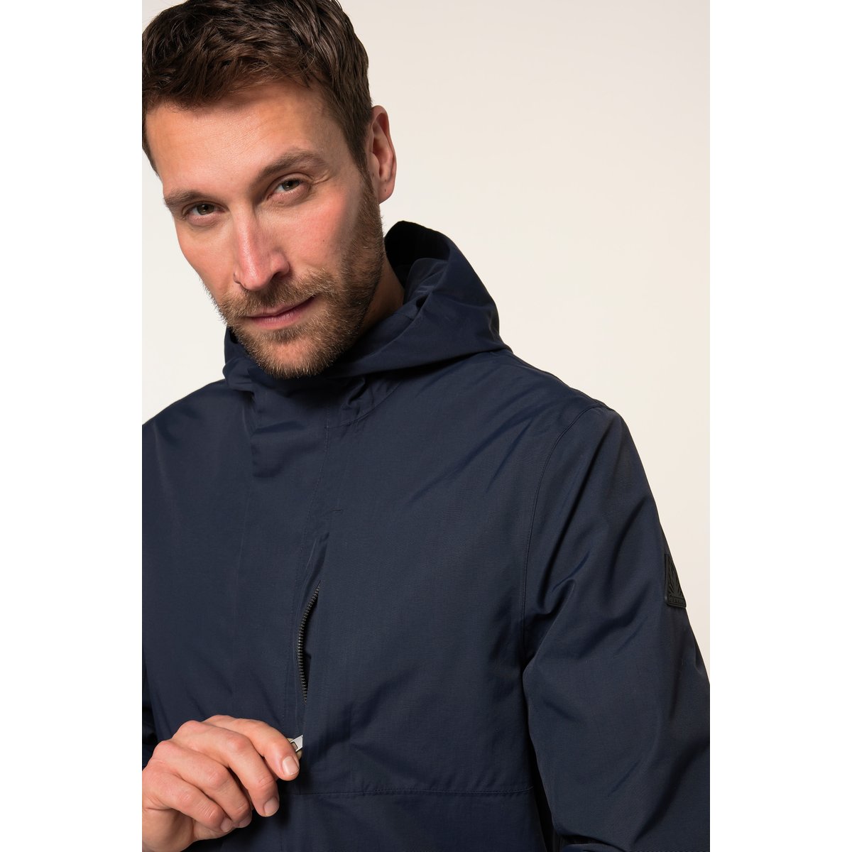 Veste de pluie déperlante, avec capuche bleu marine, JP1880