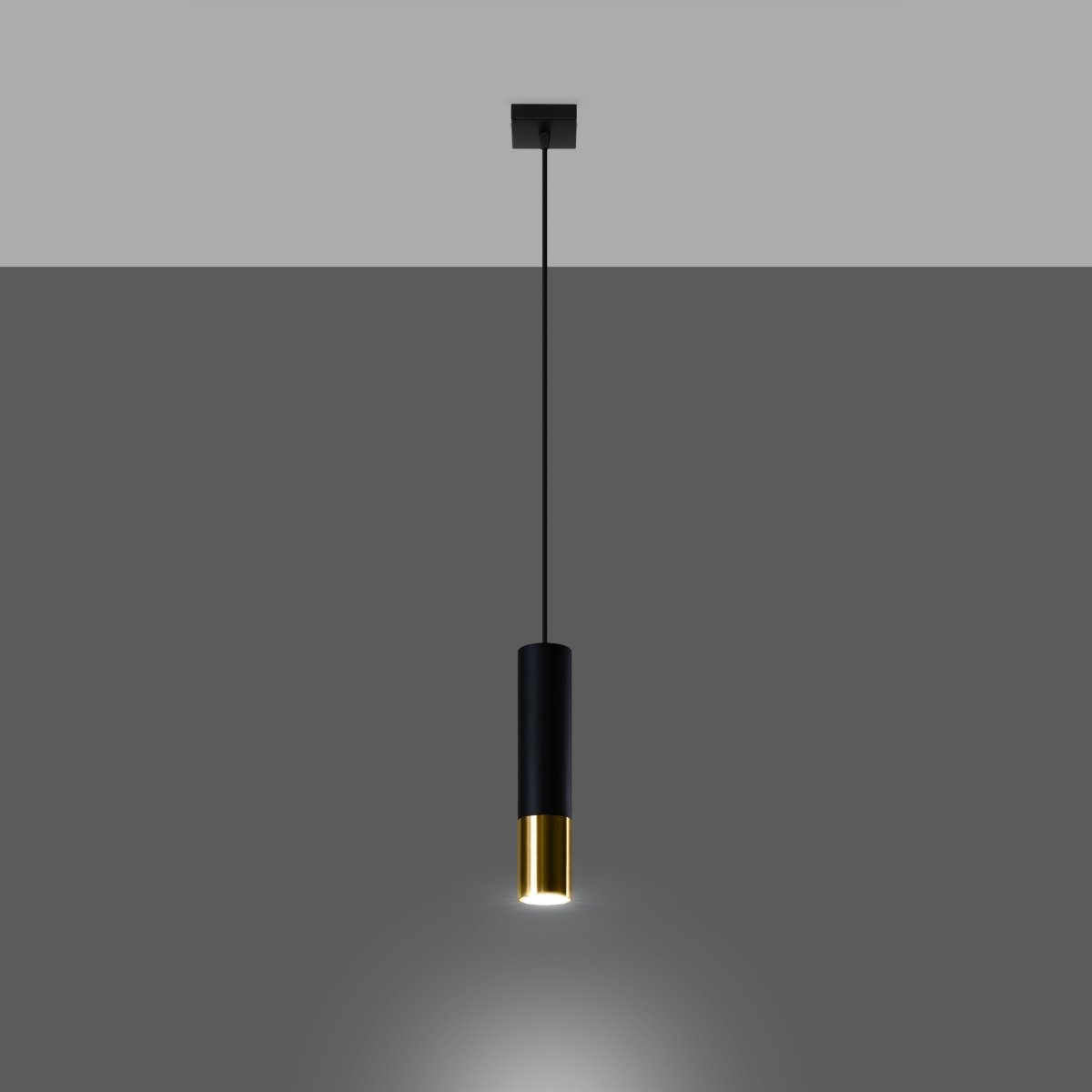 Suspension Acier Or/Noir GU10 1 Loopez jaune, EDEN