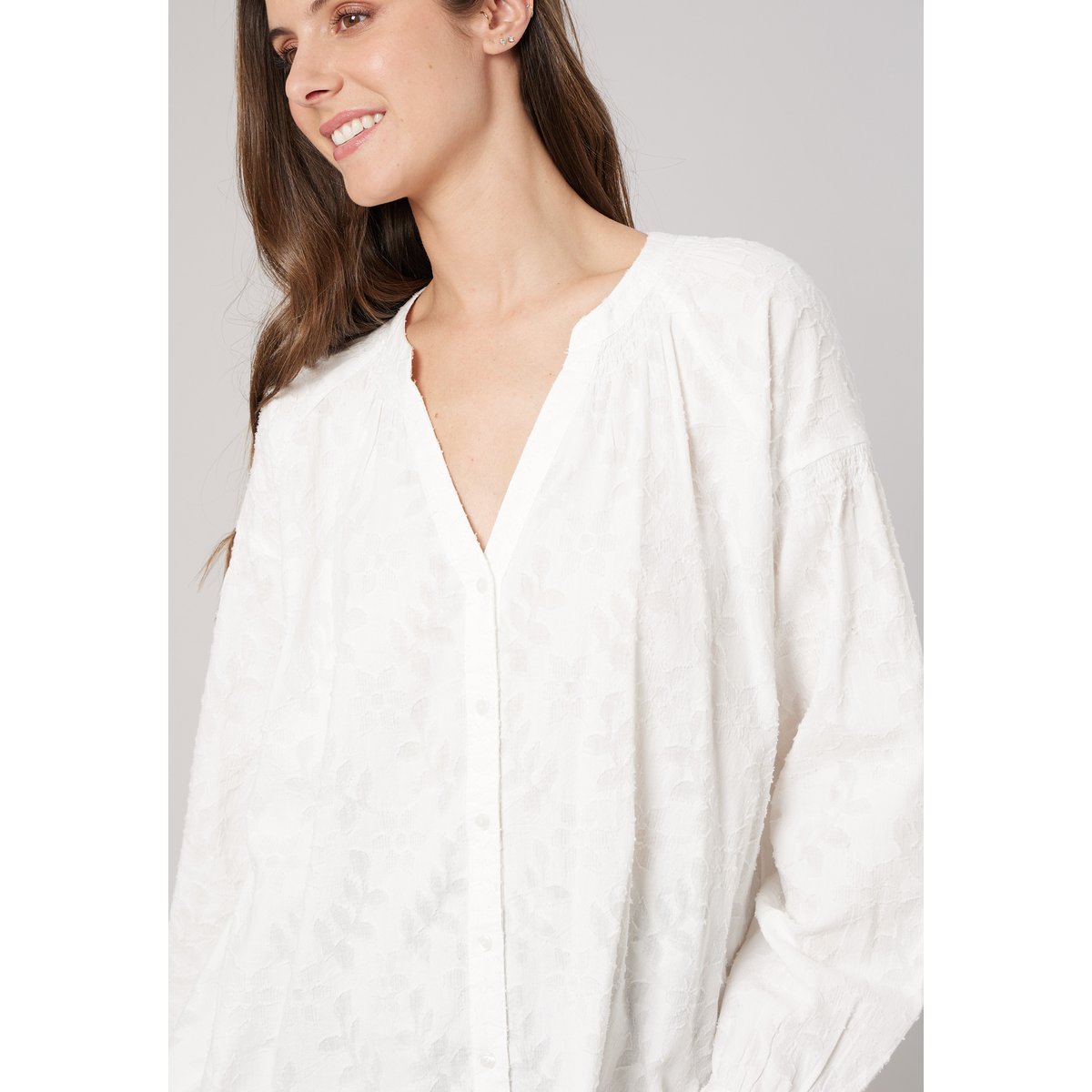 Blouse ample femme jacquard MEREDITH off white, DEELUXE