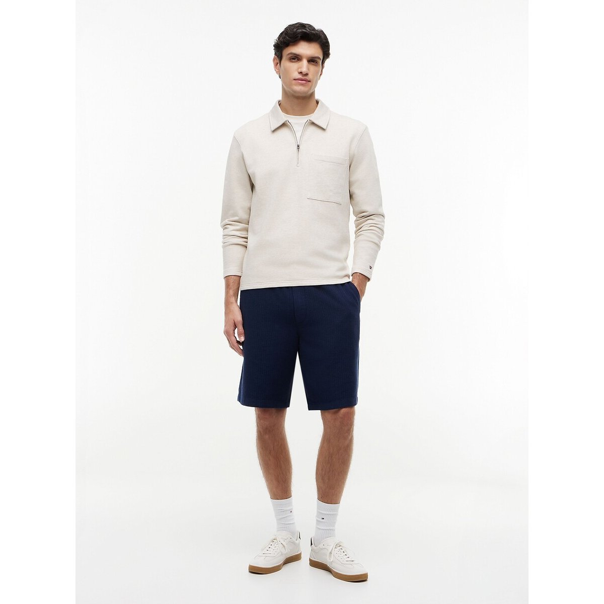 Sweat demi-zippé Essential avoine, TOMMY HILFIGER