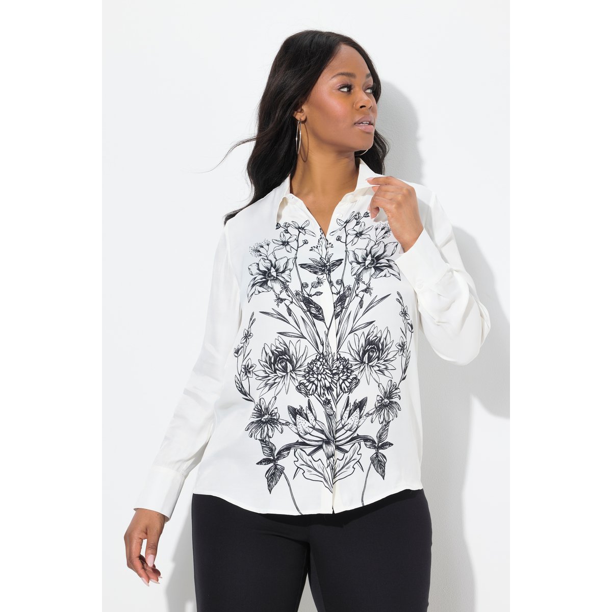 Chemisier en satin blanc neige, ULLA POPKEN