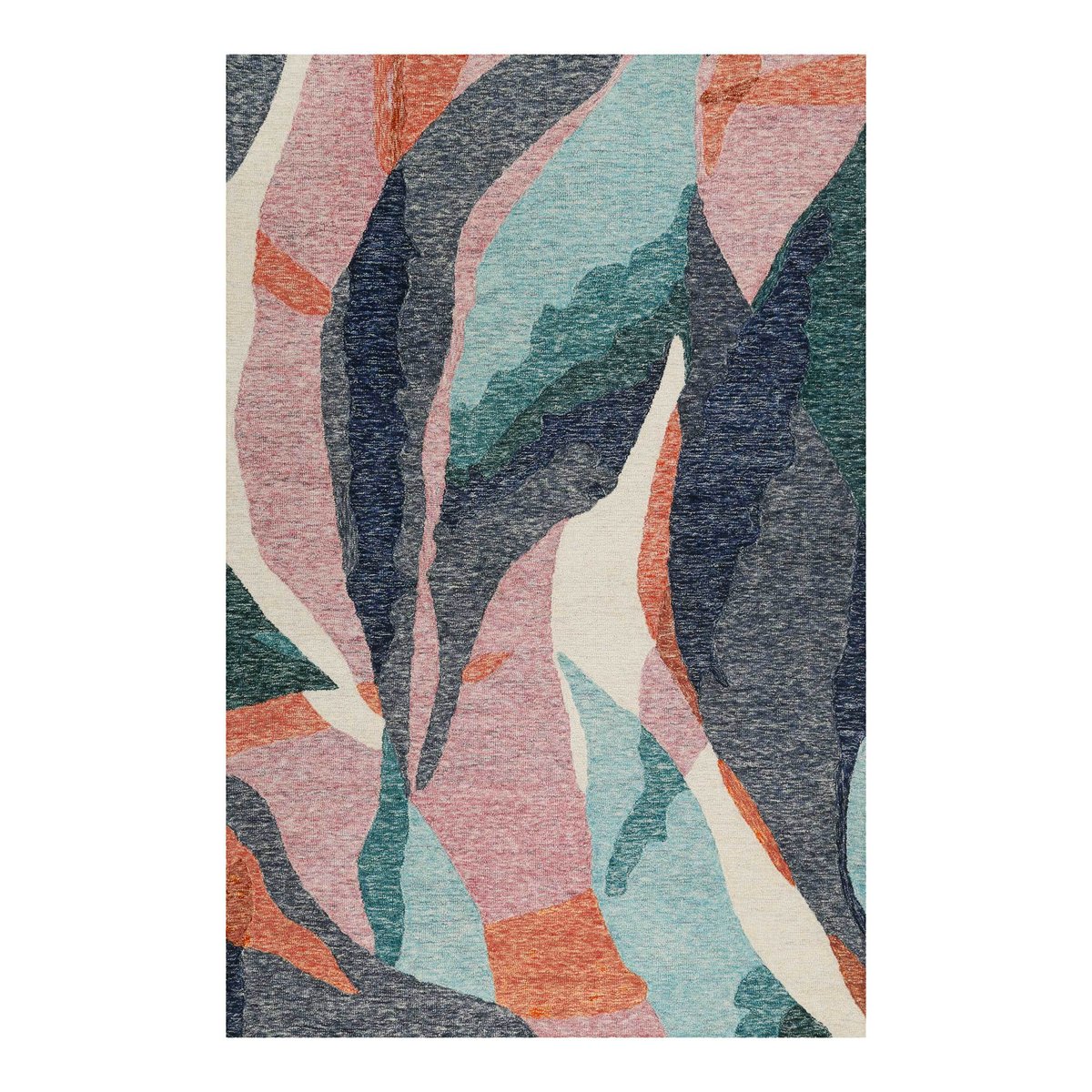 Tapis fait main à poil ras motif abstrait ,  Hills multicolore, ESPRIT